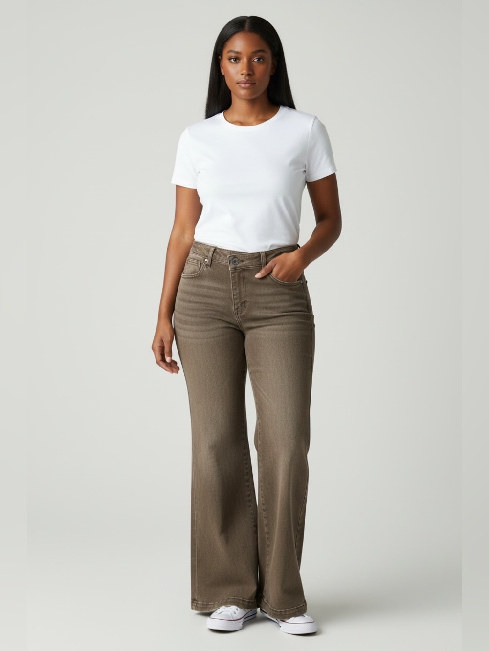 Judy Blue Wide-Leg High-Rise Jeans in Olive Taupe